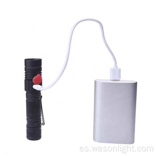 Nueva llegada EDC Dual Micro USB USB recargable Fuerza de luz fuerte Foco ajustable Torch de haz de haz de haz Led Linter